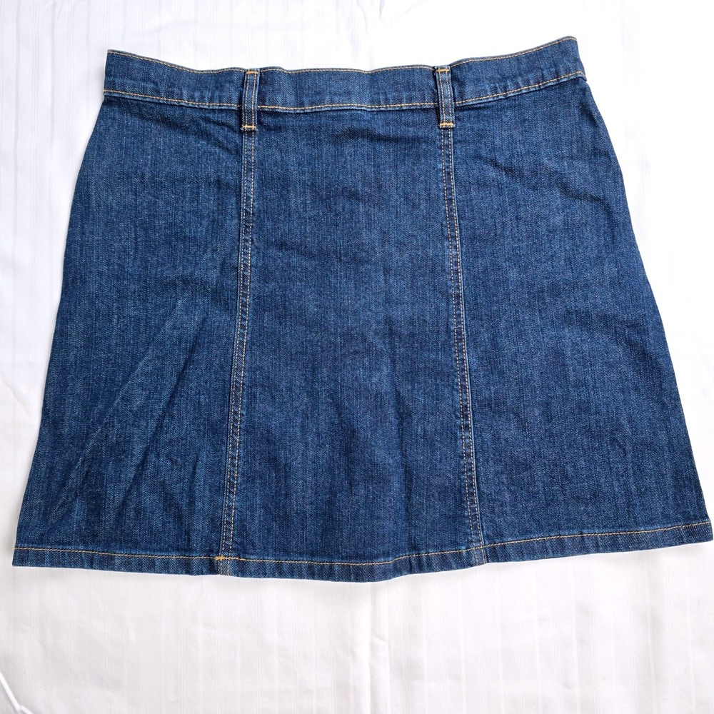 Gap Denim Button Front Mini Skirt Dark Wash A-Line High Waisted Blue Size 10/30 - Picture 8 of 12